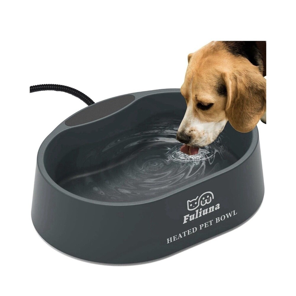 Fuliuna Outdoor Heated Water Bowl for Dog & Cat, Anti Chew Cord Large 125 OZ
